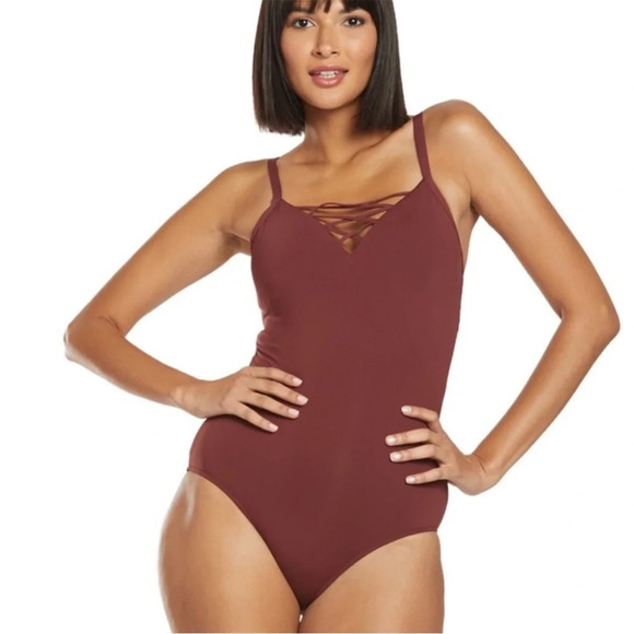 Seafolly Other - Seafolly Anthropologie Women's Active One Piece Swimsuit in Plum